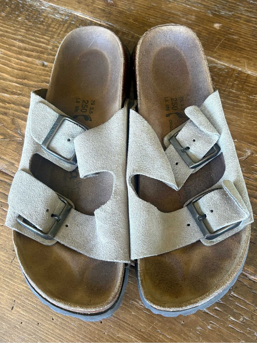 Birkenstock Betula Double-Buckle Sandals in Light Taupe